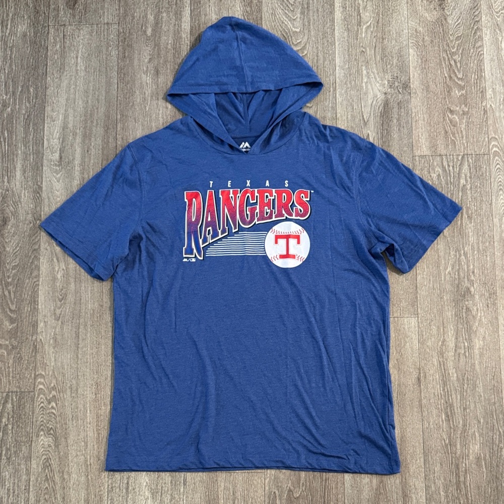 NWOT MLB Texas Rangers Majestic men’s hooded tee